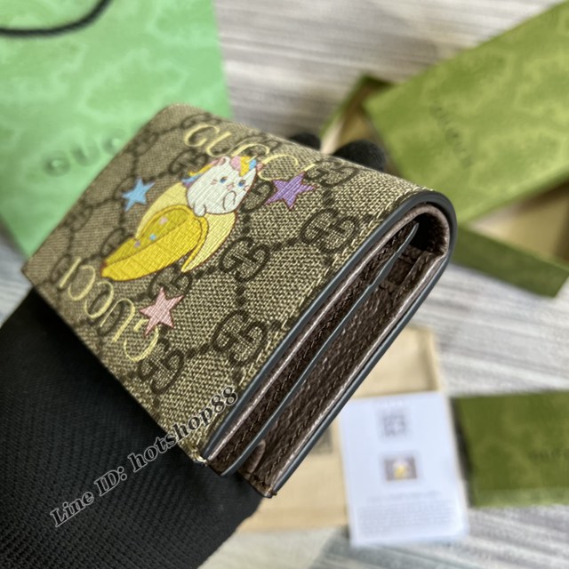 Gucci專櫃2022新款女士卡包 古馳《古馳愛的進行曲》系列彩虹星星Bananya印花卡片夾701009 gqy4186